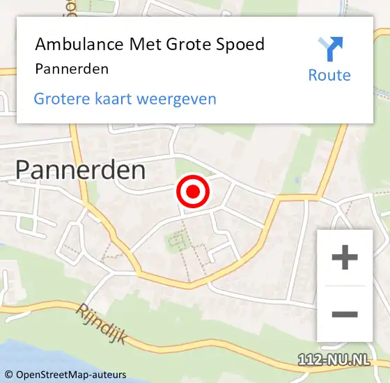 Locatie op kaart van de 112 melding: Ambulance Met Grote Spoed Naar Pannerden op 28 maart 2024 17:48