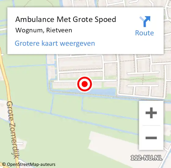 Locatie op kaart van de 112 melding: Ambulance Met Grote Spoed Naar Wognum, Rietveen op 28 maart 2024 17:49