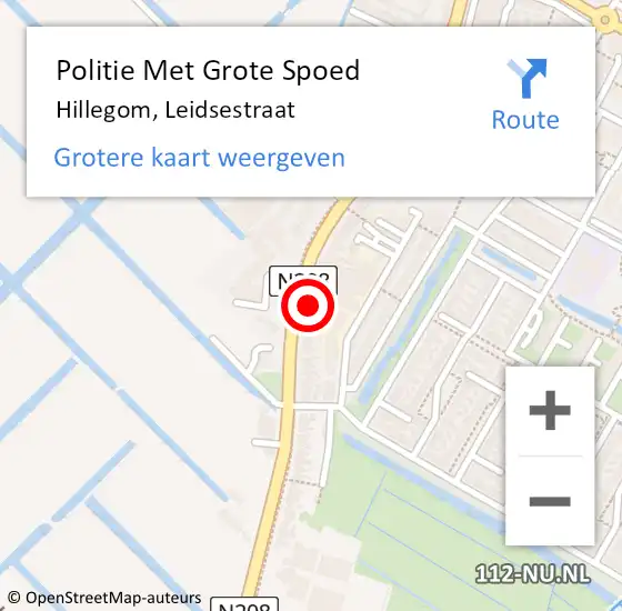 Locatie op kaart van de 112 melding: Politie Met Grote Spoed Naar Hillegom, Leidsestraat op 28 maart 2024 18:03