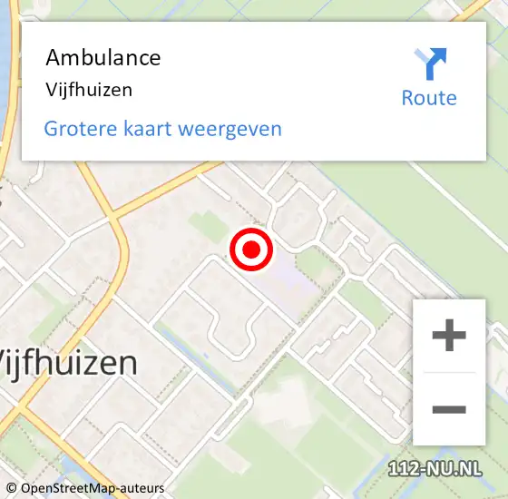 Locatie op kaart van de 112 melding: Ambulance Vijfhuizen op 28 maart 2024 18:06