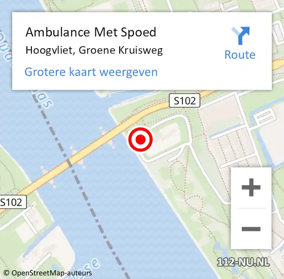 Locatie op kaart van de 112 melding: Ambulance Met Spoed Naar Hoogvliet, Groene Kruisweg op 28 maart 2024 18:11
