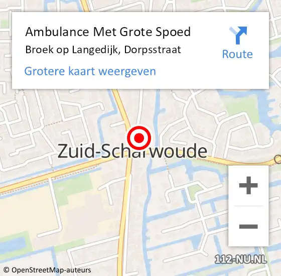 Locatie op kaart van de 112 melding: Ambulance Met Grote Spoed Naar Broek op Langedijk, Dorpsstraat op 28 maart 2024 18:27