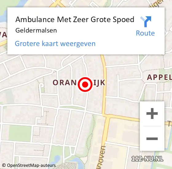 Locatie op kaart van de 112 melding: Ambulance Met Zeer Grote Spoed Naar Geldermalsen op 28 maart 2024 18:28