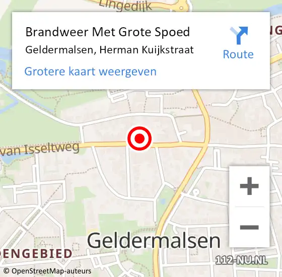 Locatie op kaart van de 112 melding: Brandweer Met Grote Spoed Naar Geldermalsen, Herman Kuijkstraat op 28 maart 2024 18:29