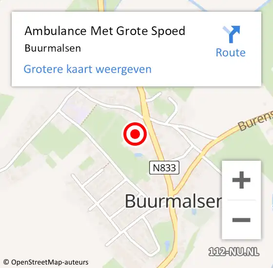 Locatie op kaart van de 112 melding: Ambulance Met Grote Spoed Naar Buurmalsen op 28 maart 2024 18:32
