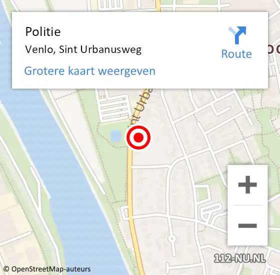 Locatie op kaart van de 112 melding: Politie Venlo, Sint Urbanusweg op 28 maart 2024 18:57