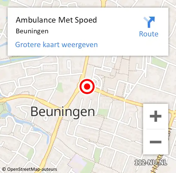 Locatie op kaart van de 112 melding: Ambulance Met Spoed Naar Beuningen op 28 maart 2024 18:58