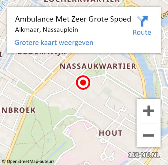 Locatie op kaart van de 112 melding: Ambulance Met Zeer Grote Spoed Naar Alkmaar, Nassauplein op 28 maart 2024 19:02