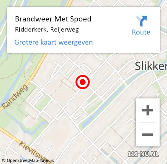 Locatie op kaart van de 112 melding: Brandweer Met Spoed Naar Ridderkerk, Reijerweg op 28 maart 2024 19:53