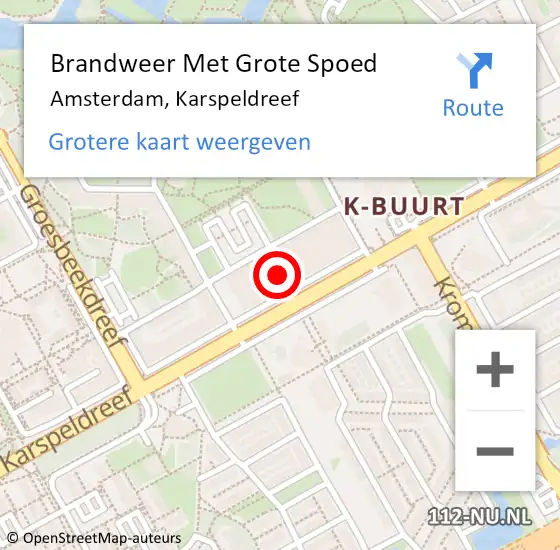 Locatie op kaart van de 112 melding: Brandweer Met Grote Spoed Naar Amsterdam, Karspeldreef op 28 maart 2024 20:01