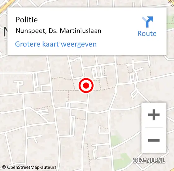Locatie op kaart van de 112 melding: Politie Nunspeet, Ds. Martiniuslaan op 28 maart 2024 20:30