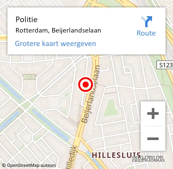 Locatie op kaart van de 112 melding: Politie Rotterdam, Beijerlandselaan op 28 maart 2024 20:34