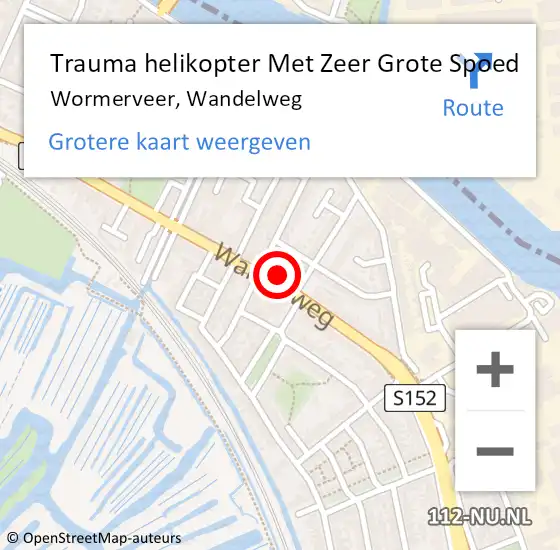Locatie op kaart van de 112 melding: Trauma helikopter Met Zeer Grote Spoed Naar Wormerveer, Wandelweg op 28 maart 2024 20:38