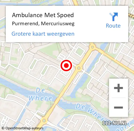 Locatie op kaart van de 112 melding: Ambulance Met Spoed Naar Purmerend, Mercuriusweg op 28 maart 2024 20:47