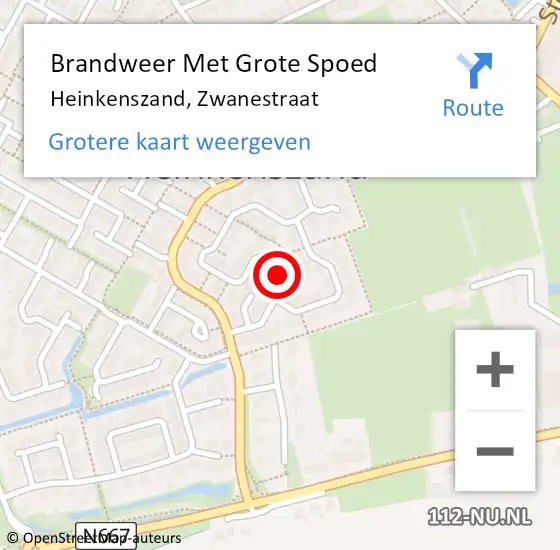 Locatie op kaart van de 112 melding: Brandweer Met Grote Spoed Naar Heinkenszand, Zwanestraat op 28 maart 2024 20:48