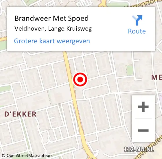 Locatie op kaart van de 112 melding: Brandweer Met Spoed Naar Veldhoven, Lange Kruisweg op 28 maart 2024 20:54