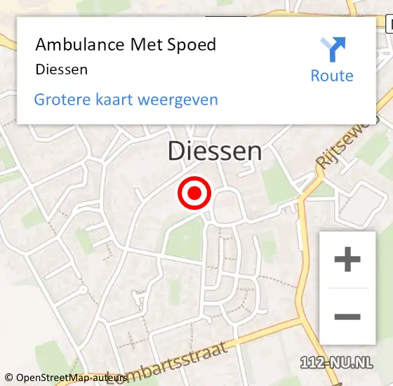 Locatie op kaart van de 112 melding: Ambulance Met Spoed Naar Diessen op 28 maart 2024 21:02