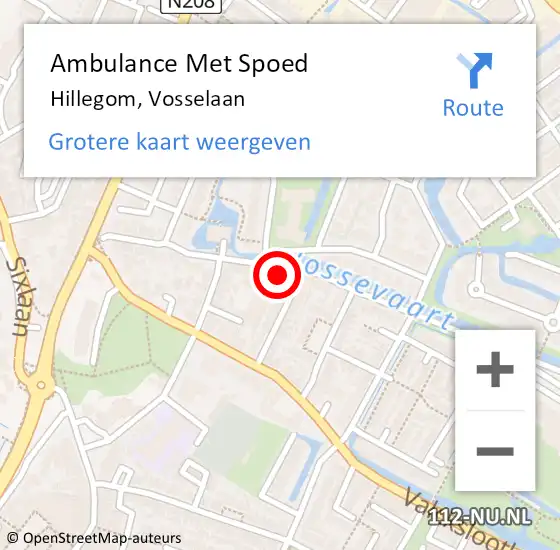 Locatie op kaart van de 112 melding: Ambulance Met Spoed Naar Hillegom, Vosselaan op 28 maart 2024 21:09