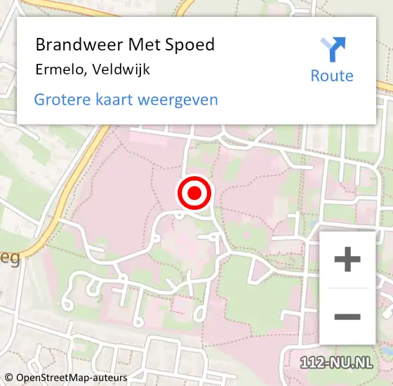 Locatie op kaart van de 112 melding: Brandweer Met Spoed Naar Ermelo, Veldwijk op 28 maart 2024 21:12