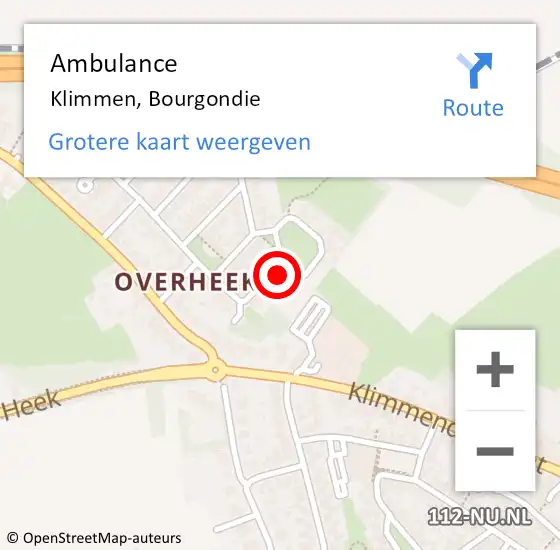 Locatie op kaart van de 112 melding: Ambulance Klimmen, Bourgondie op 30 september 2014 15:24