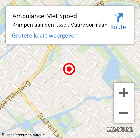Locatie op kaart van de 112 melding: Ambulance Met Spoed Naar Krimpen aan den IJssel, Vuurdoornlaan op 28 maart 2024 21:13