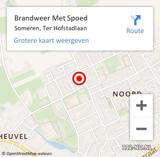 Locatie op kaart van de 112 melding: Brandweer Met Spoed Naar Someren, Ter Hofstadlaan op 28 maart 2024 21:50