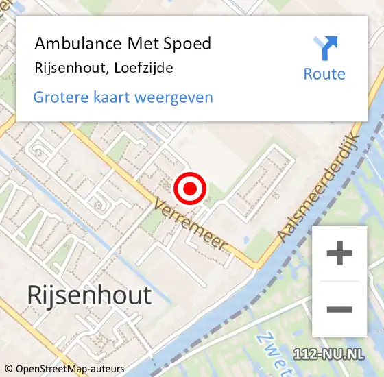 Locatie op kaart van de 112 melding: Ambulance Met Spoed Naar Rijsenhout, Loefzijde op 28 maart 2024 22:39