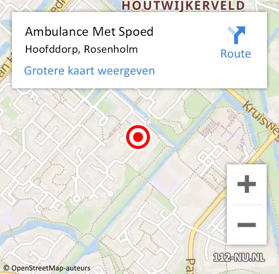 Locatie op kaart van de 112 melding: Ambulance Met Spoed Naar Hoofddorp, Rosenholm op 28 maart 2024 22:54