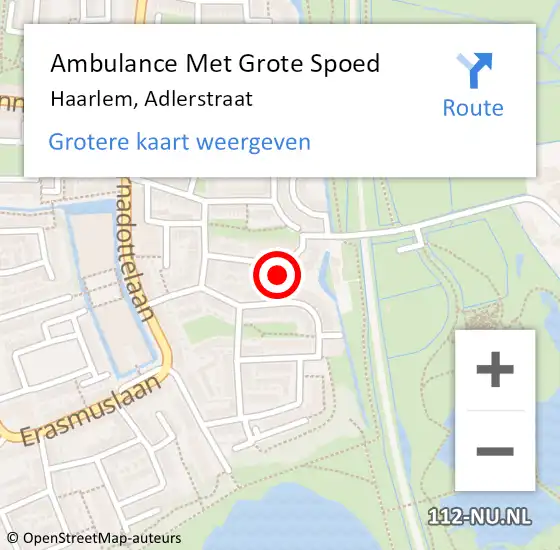 Locatie op kaart van de 112 melding: Ambulance Met Grote Spoed Naar Haarlem, Adlerstraat op 28 maart 2024 23:01