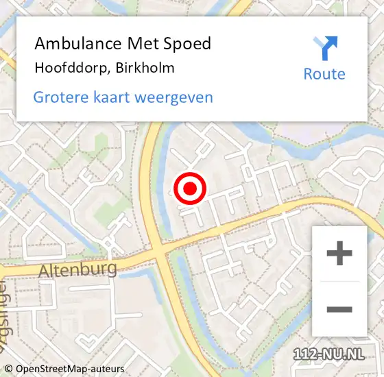 Locatie op kaart van de 112 melding: Ambulance Met Spoed Naar Hoofddorp, Birkholm op 28 maart 2024 23:03
