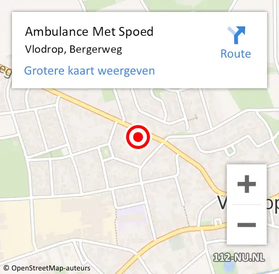 Locatie op kaart van de 112 melding: Ambulance Met Spoed Naar Vlodrop, Bergerweg op 28 maart 2024 23:09