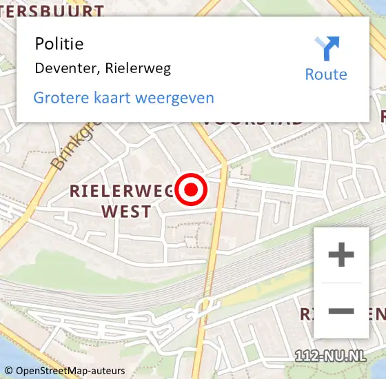 Locatie op kaart van de 112 melding: Politie Deventer, Rielerweg op 29 maart 2024 00:01
