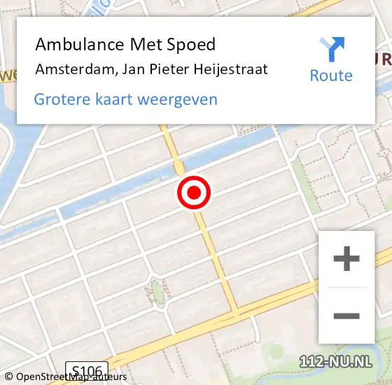 Locatie op kaart van de 112 melding: Ambulance Met Spoed Naar Amsterdam, Jan Pieter Heijestraat op 29 maart 2024 00:16