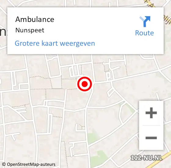 Locatie op kaart van de 112 melding: Ambulance Nunspeet op 29 maart 2024 00:25