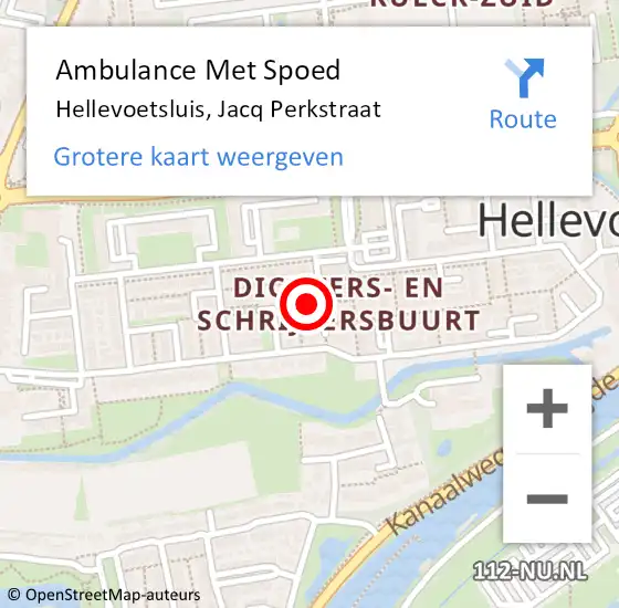 Locatie op kaart van de 112 melding: Ambulance Met Spoed Naar Hellevoetsluis, Jacq Perkstraat op 29 maart 2024 00:53