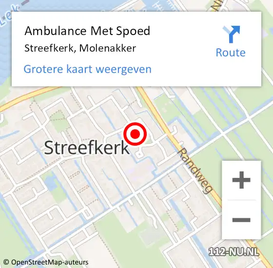 Locatie op kaart van de 112 melding: Ambulance Met Spoed Naar Streefkerk, Molenakker op 29 maart 2024 00:55