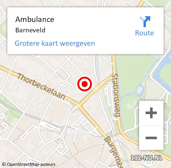 Locatie op kaart van de 112 melding: Ambulance Barneveld op 29 maart 2024 01:43