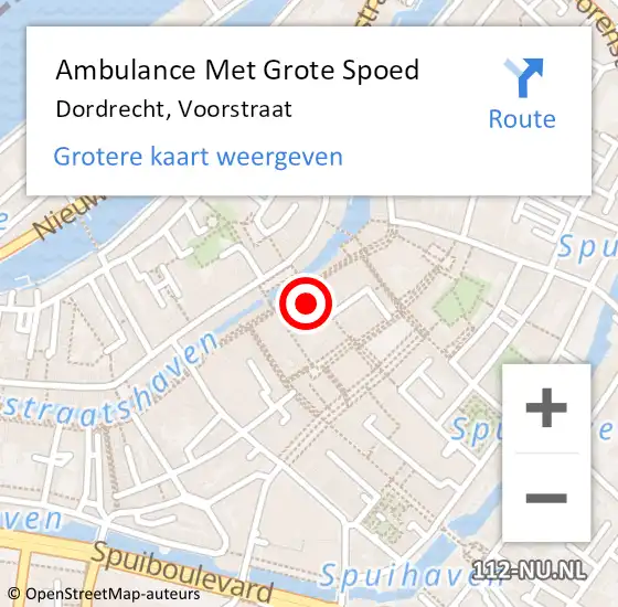 Locatie op kaart van de 112 melding: Ambulance Met Grote Spoed Naar Dordrecht, Voorstraat op 29 maart 2024 01:45