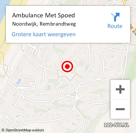 Locatie op kaart van de 112 melding: Ambulance Met Spoed Naar Noordwijk, Rembrandtweg op 29 maart 2024 02:08