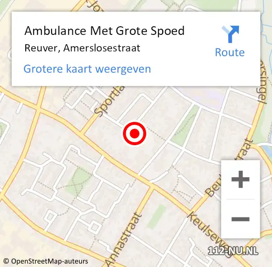 Locatie op kaart van de 112 melding: Ambulance Met Grote Spoed Naar Reuver, Amerslosestraat op 29 maart 2024 02:15