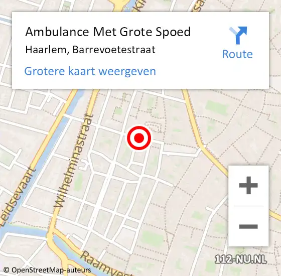 Locatie op kaart van de 112 melding: Ambulance Met Grote Spoed Naar Haarlem, Barrevoetestraat op 29 maart 2024 03:53
