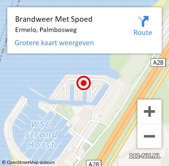 Locatie op kaart van de 112 melding: Brandweer Met Spoed Naar Ermelo, Palmbosweg op 29 maart 2024 03:56