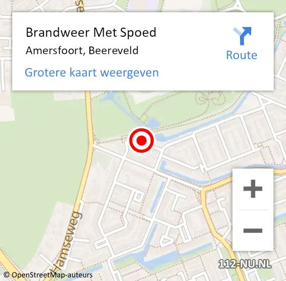 Locatie op kaart van de 112 melding: Brandweer Met Spoed Naar Amersfoort, Beereveld op 29 maart 2024 04:16