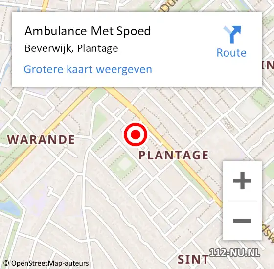 Locatie op kaart van de 112 melding: Ambulance Met Spoed Naar Beverwijk, Plantage op 29 maart 2024 04:33