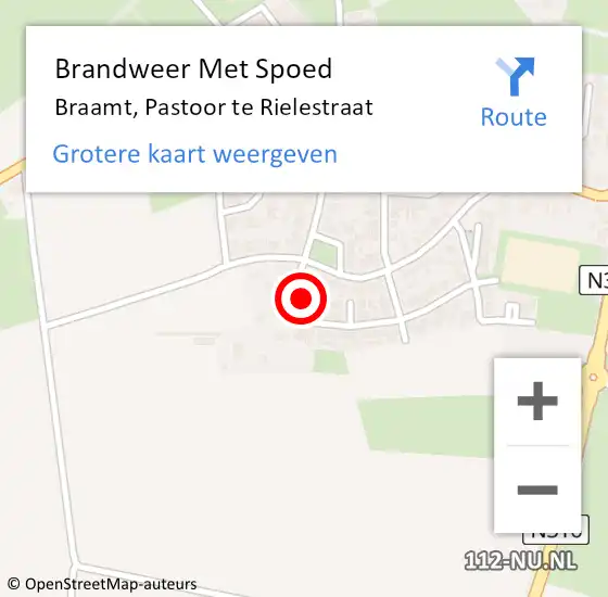 Locatie op kaart van de 112 melding: Brandweer Met Spoed Naar Braamt, Pastoor te Rielestraat op 29 maart 2024 04:37