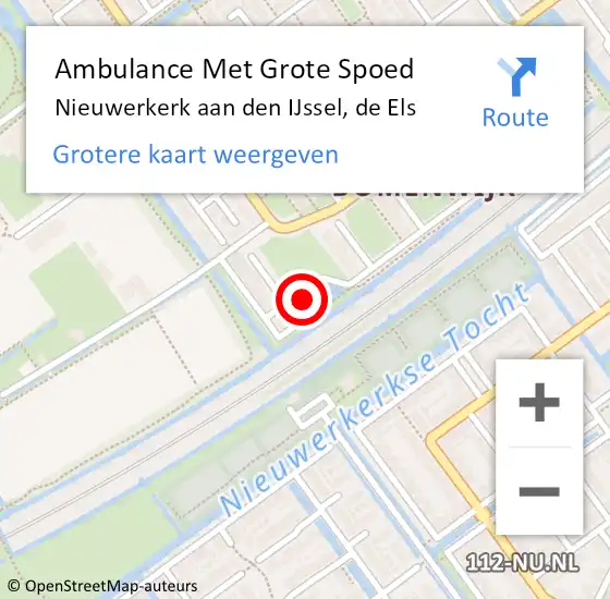 Locatie op kaart van de 112 melding: Ambulance Met Grote Spoed Naar Nieuwerkerk aan den IJssel, de Els op 29 maart 2024 05:54