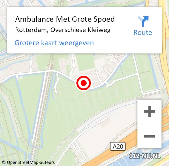 Locatie op kaart van de 112 melding: Ambulance Met Grote Spoed Naar Rotterdam, Overschiese Kleiweg op 29 maart 2024 07:09
