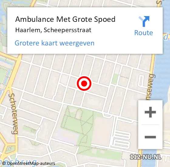 Locatie op kaart van de 112 melding: Ambulance Met Grote Spoed Naar Haarlem, Scheepersstraat op 29 maart 2024 07:19