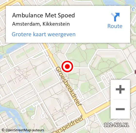 Locatie op kaart van de 112 melding: Ambulance Met Spoed Naar Amsterdam, Kikkenstein op 29 maart 2024 07:38