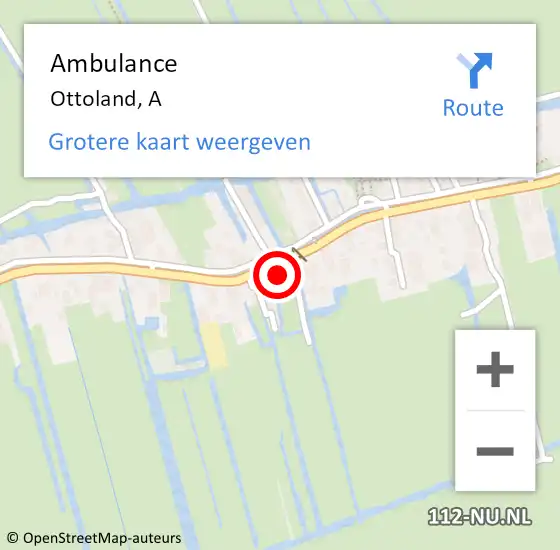 Locatie op kaart van de 112 melding: Ambulance Ottoland, A op 29 maart 2024 08:04